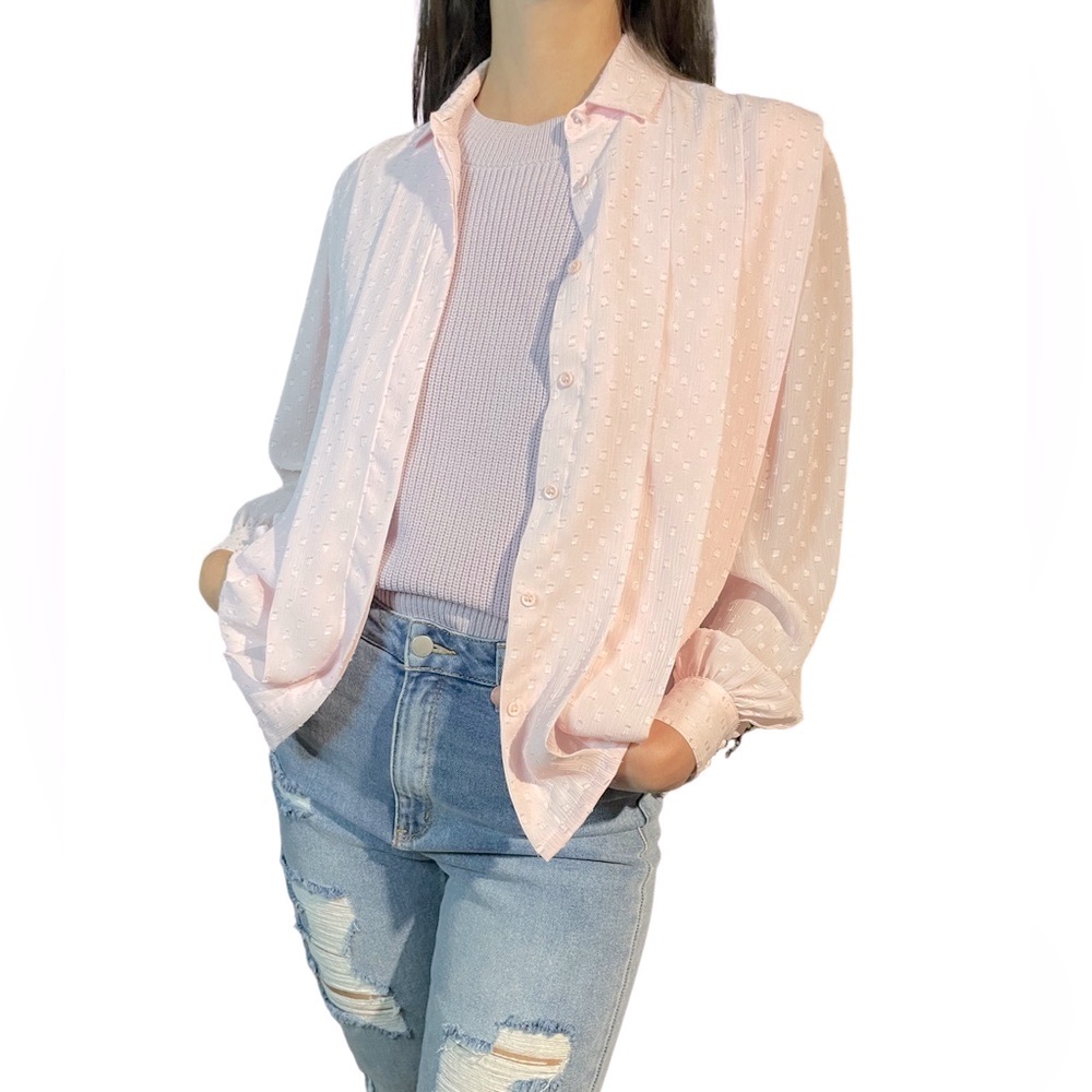 !VINTAGE! LaBlouse Pastel Pink Pleated Top, Size 8